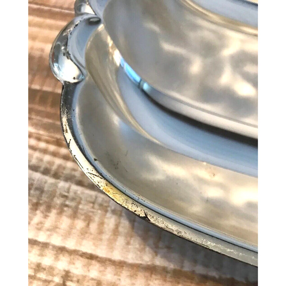 Vintage 1950s WMF-IKORA Silver Plate Footed Serving Tray Swirl Brushed Finish - Picture 11 of 12